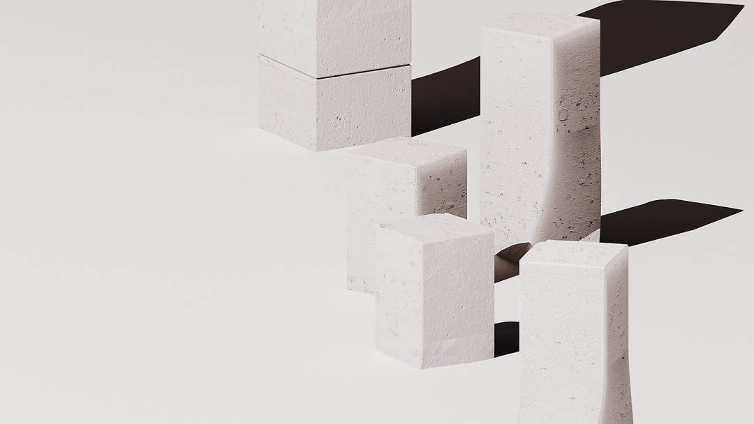 白色背景上堆叠的粗糙纹理白色立方体