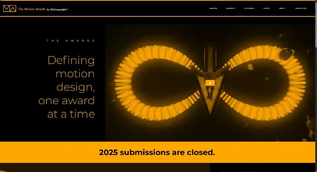 The Motion Awards 2025 官方网站截图