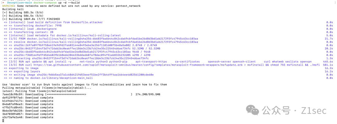 Docker构建Kali渗透测试环境终端截图