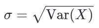 标准差的定义公式:σ等于根号下Var(X)