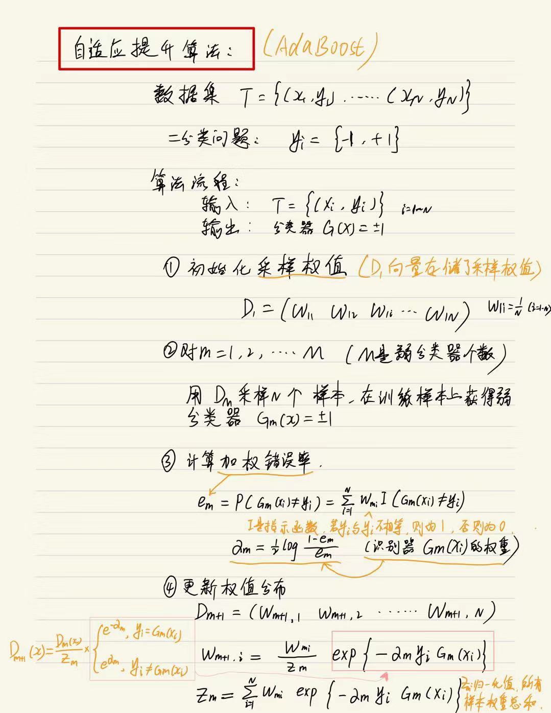 AdaBoost算法手写笔记第一部分