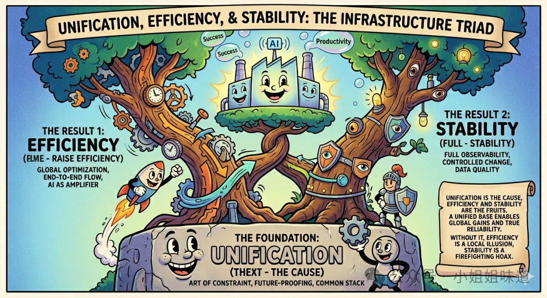 统一性、效率与稳定性：基础设施三元组