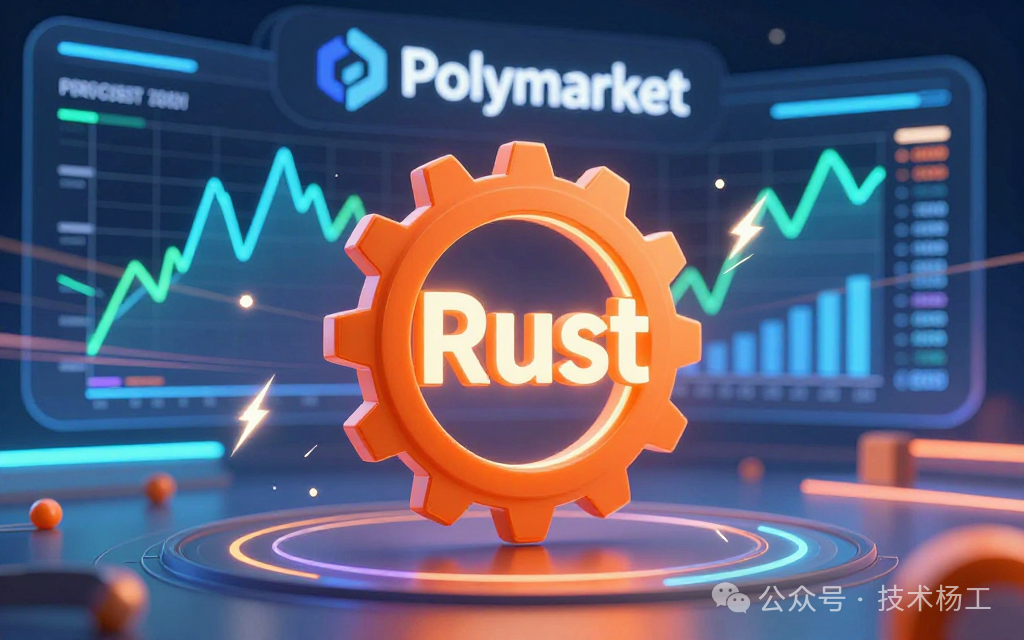 Rust与Polymarket交易机器人概念插画