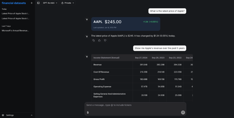 AI Financial Agent 聊天式研究界面