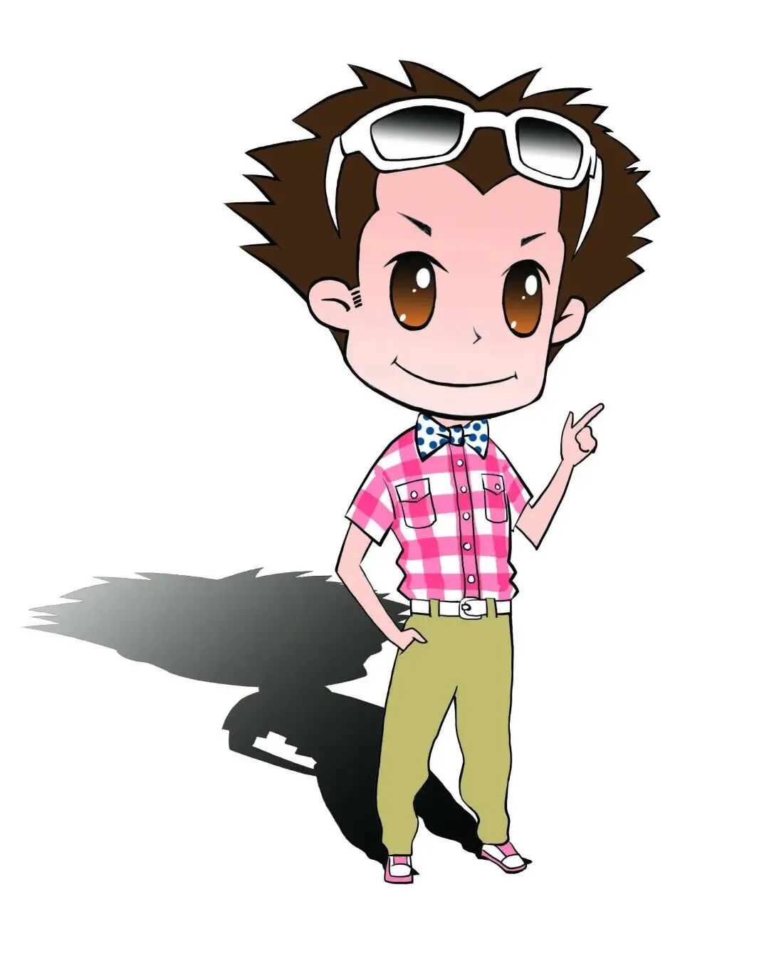 一个正在思考的卡通男孩形象