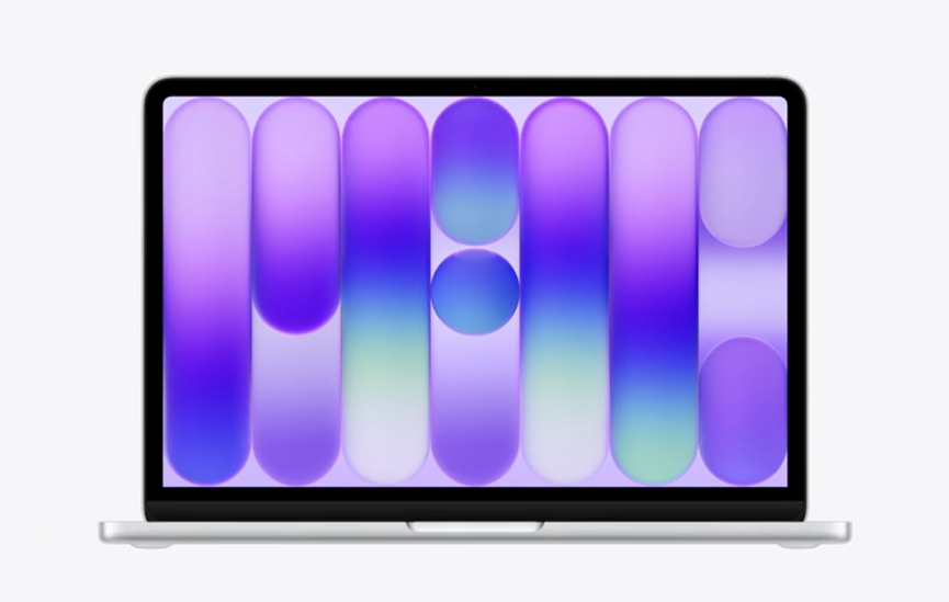 MacBook Neo屏幕显示抽象渐变图案