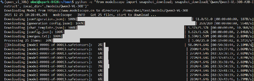 命令行下载Qwen3-VL-30B模型