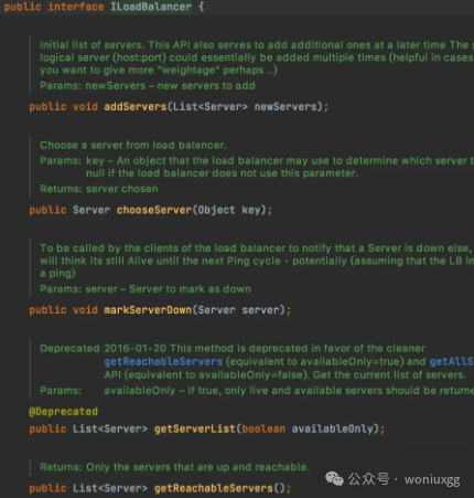 ILoadBalancer接口方法