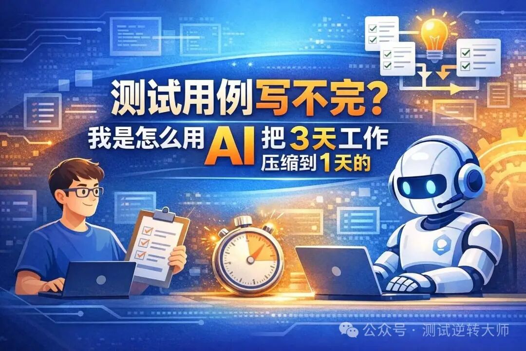 AI辅助测试用例编写效率提升概念图
