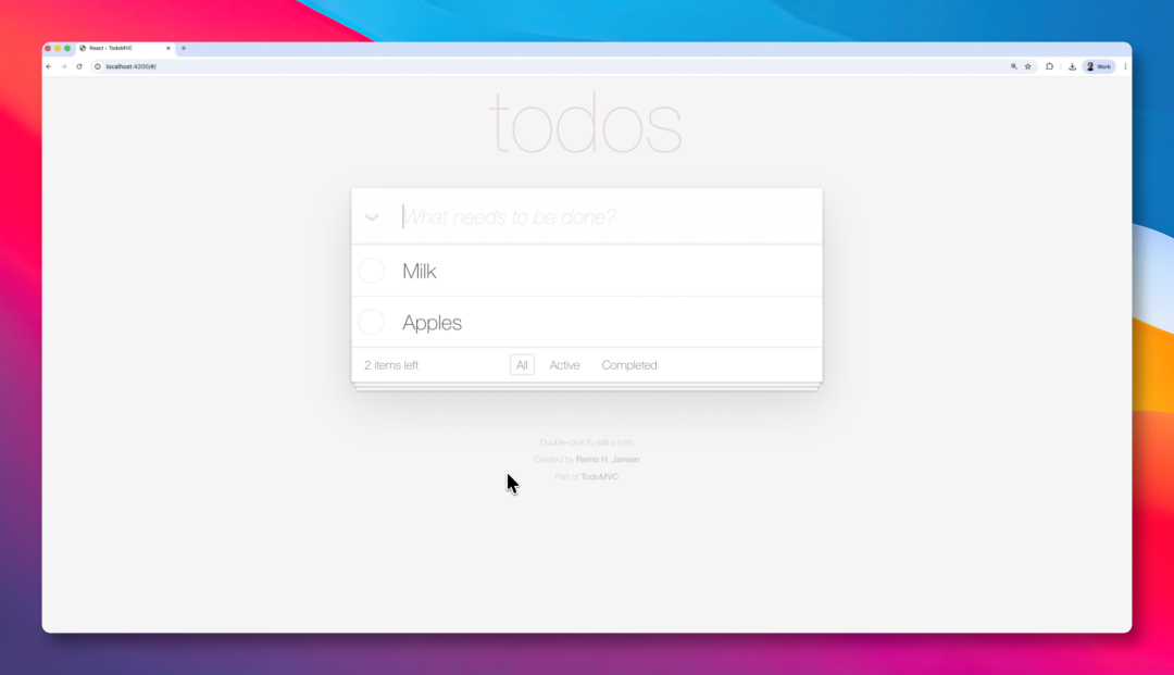 经典的 TodoMVC 应用界面截图
