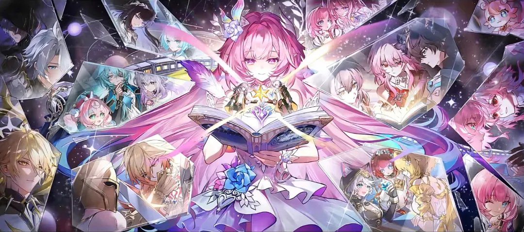 粉发少女手持魔法书的插画