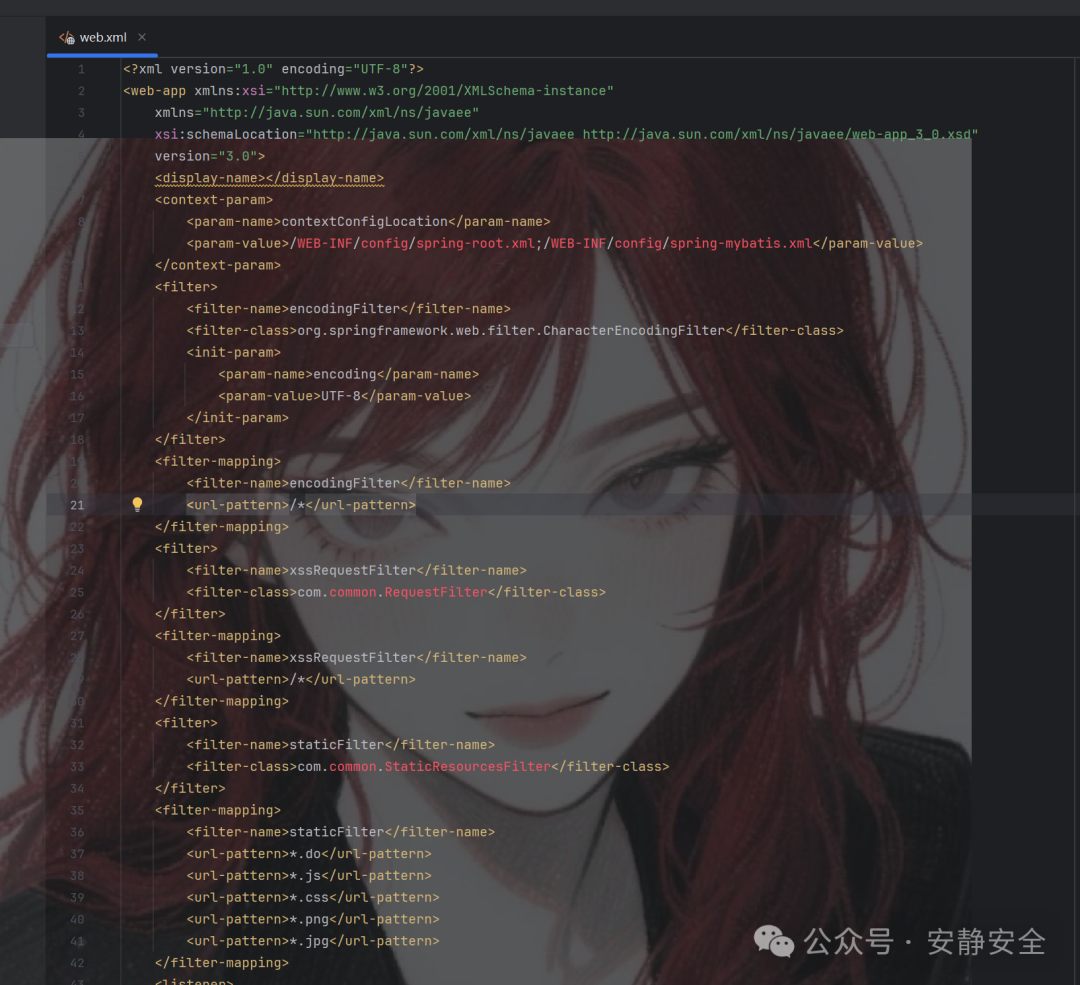 web.xml配置文件中的过滤器定义