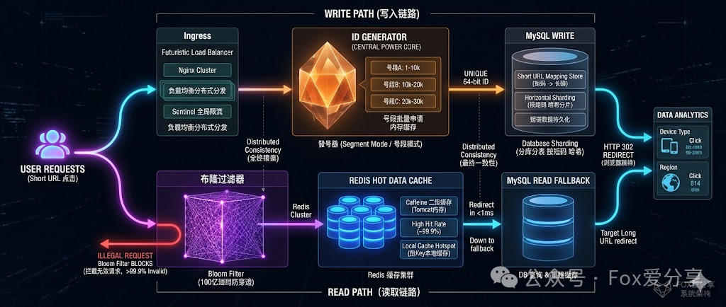 短链接系统高并发架构流程图