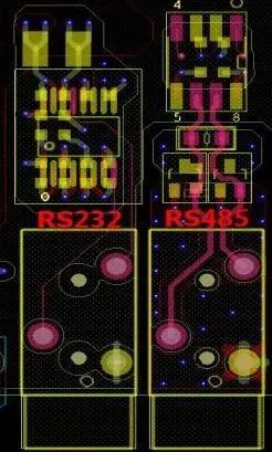 RS232/RS485接口电路布局示意图