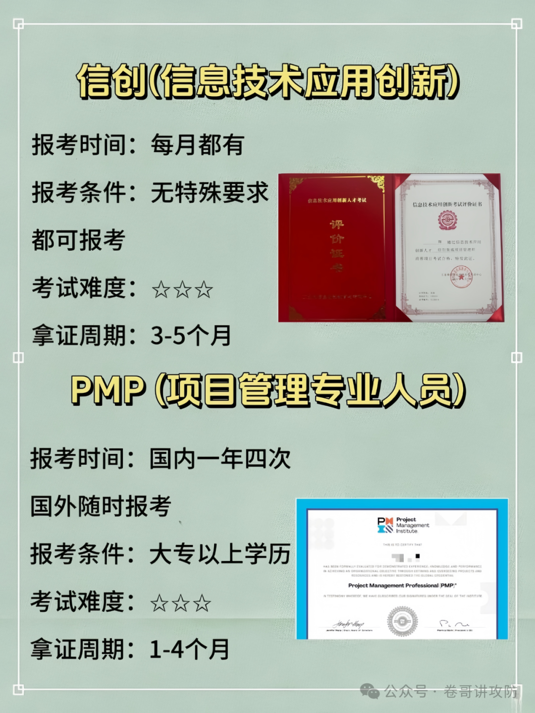 信创认证与PMP认证对比信息图