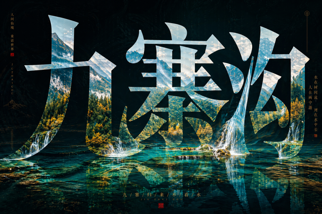 九寨沟山水意境版式