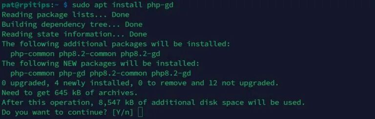使用 apt install 命令安装 php-gd 包