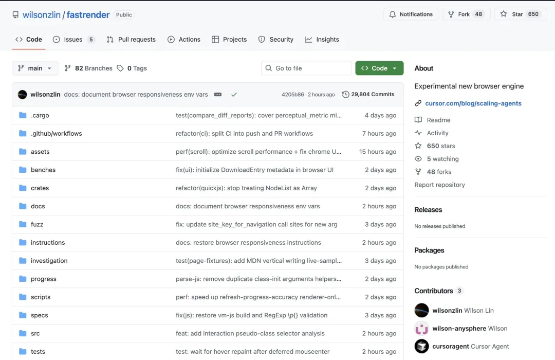 FastRender 项目 GitHub 仓库截图