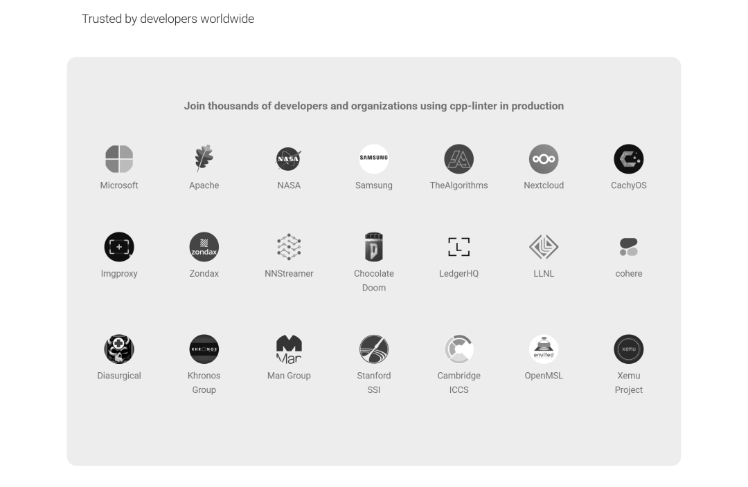 cpp-linter用户与组织展示