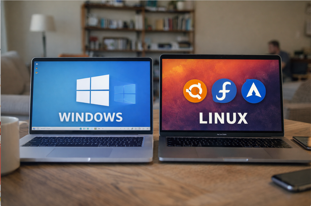 Windows与Linux桌面环境对比图