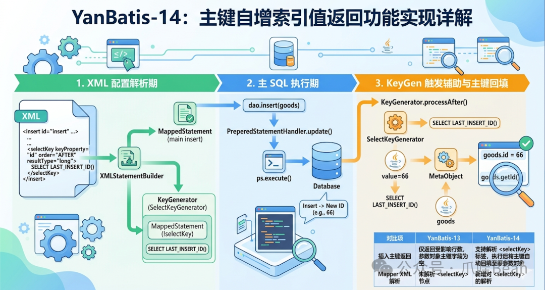 YanBatis-14 主键自增索引值返回功能实现流程图