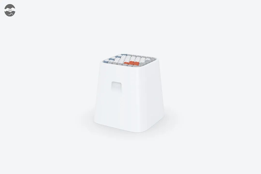 白色立方体凳子顶部彩色按键设计