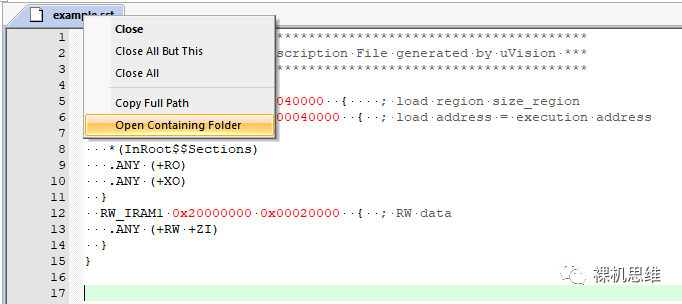 在文件选项卡中右键点击 example.sct