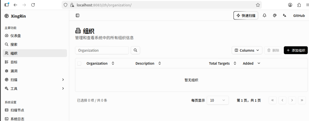 xingrin 的组织管理页面