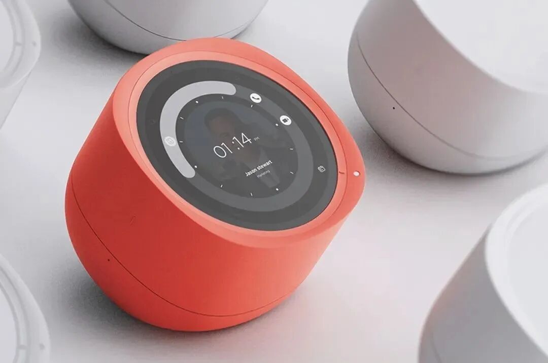 橙色圆形智能设备显示时间