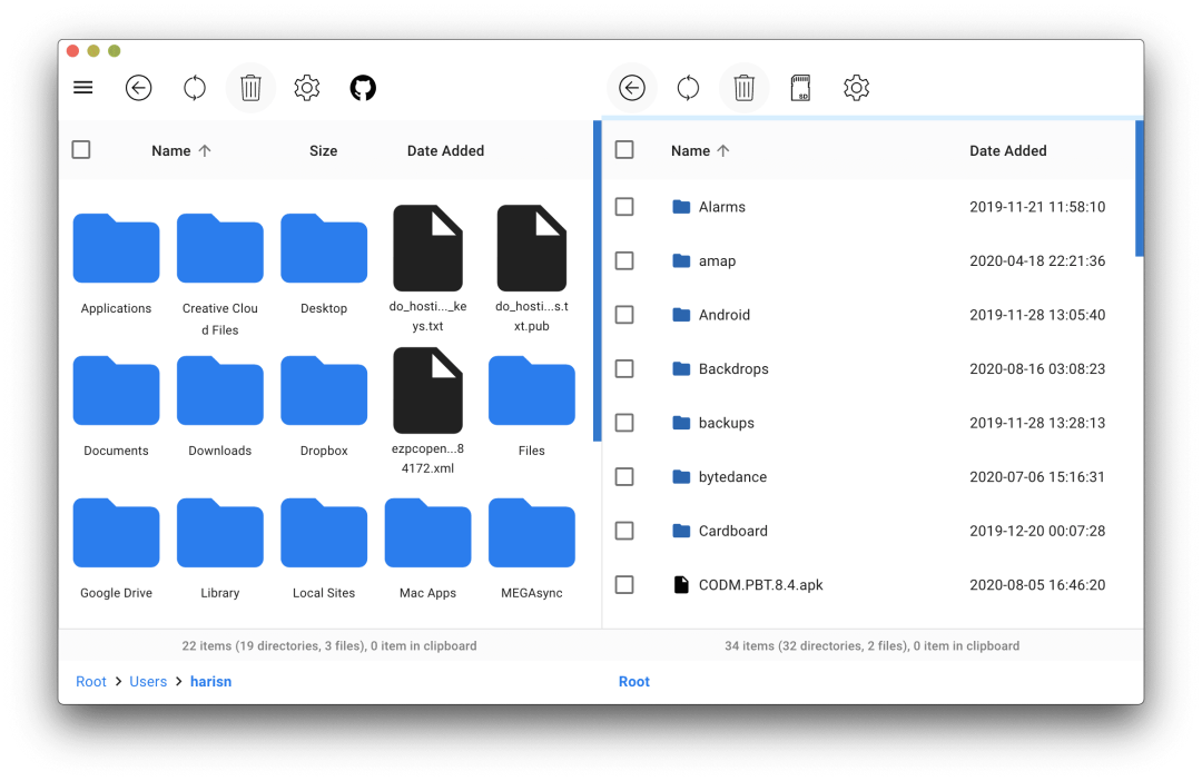 文件管理器的网格视图展示