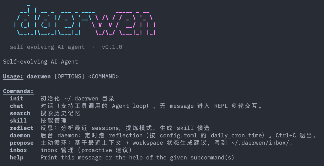 daerwen CLI 命令界面