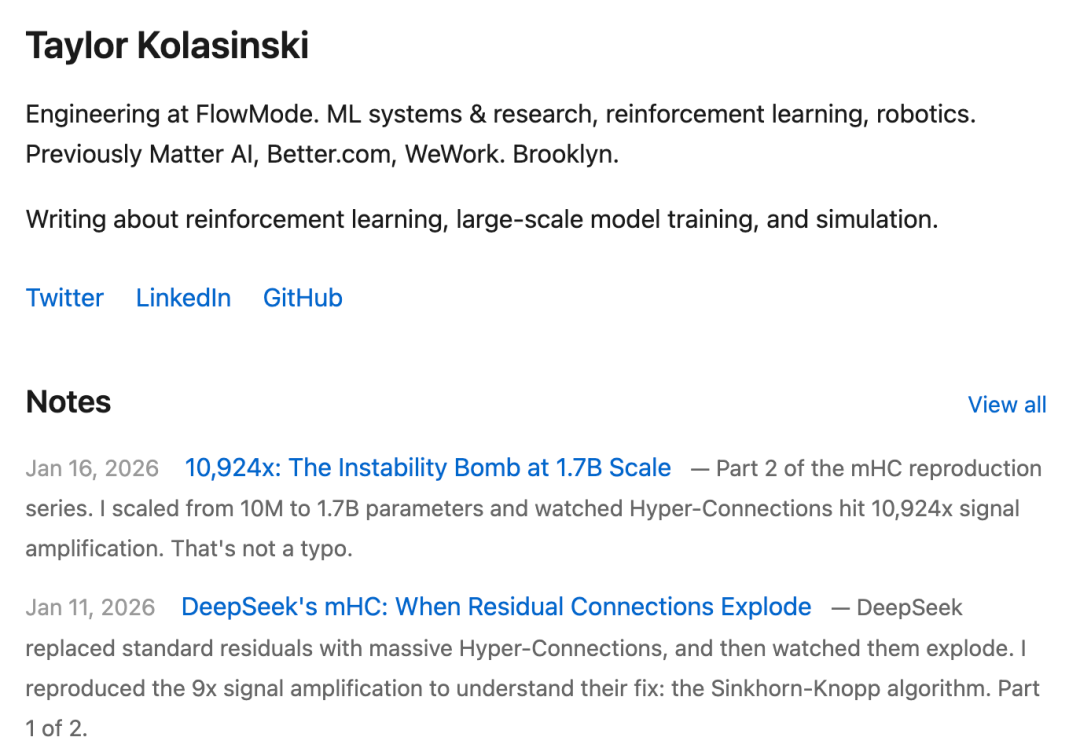 工程师个人简介及博客笔记列表截图