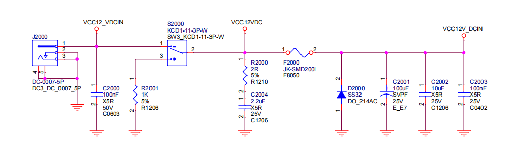 12V 输入滤波与保护电路原理图