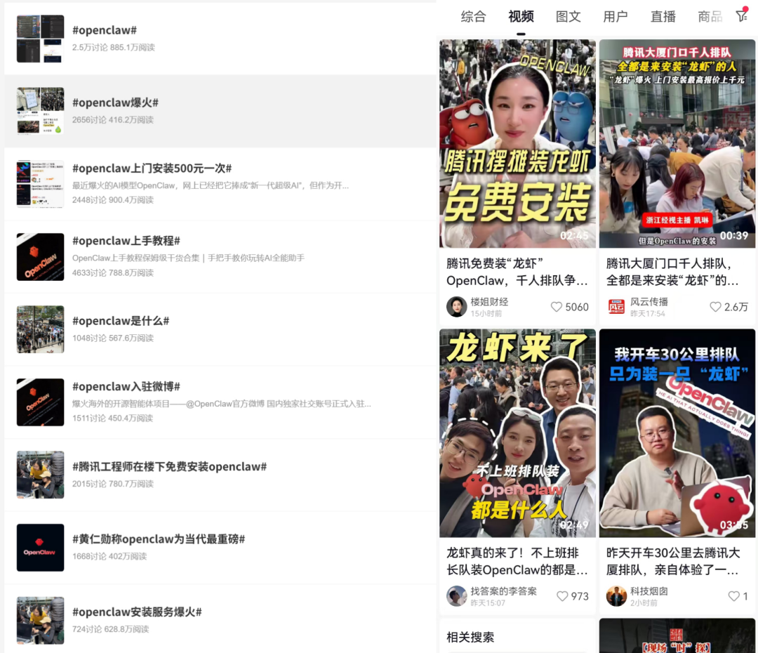 OpenClaw安装话题热度截图