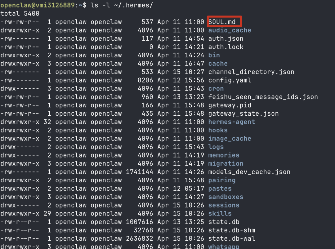 Hermes 配置目录下的文件列表