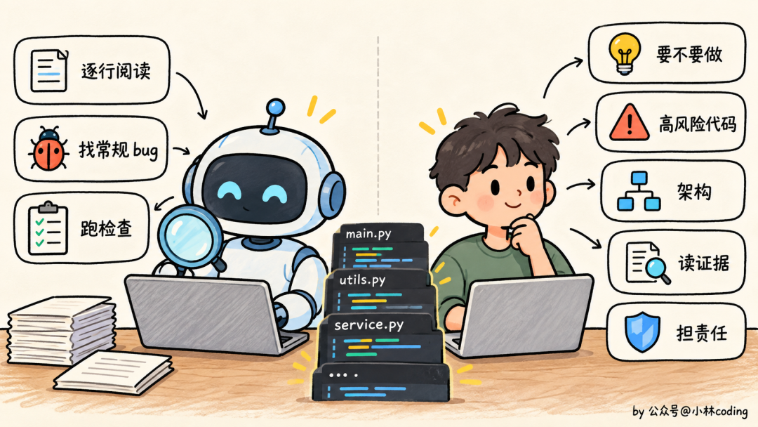 AI 与人工代码审查职责划分对比
