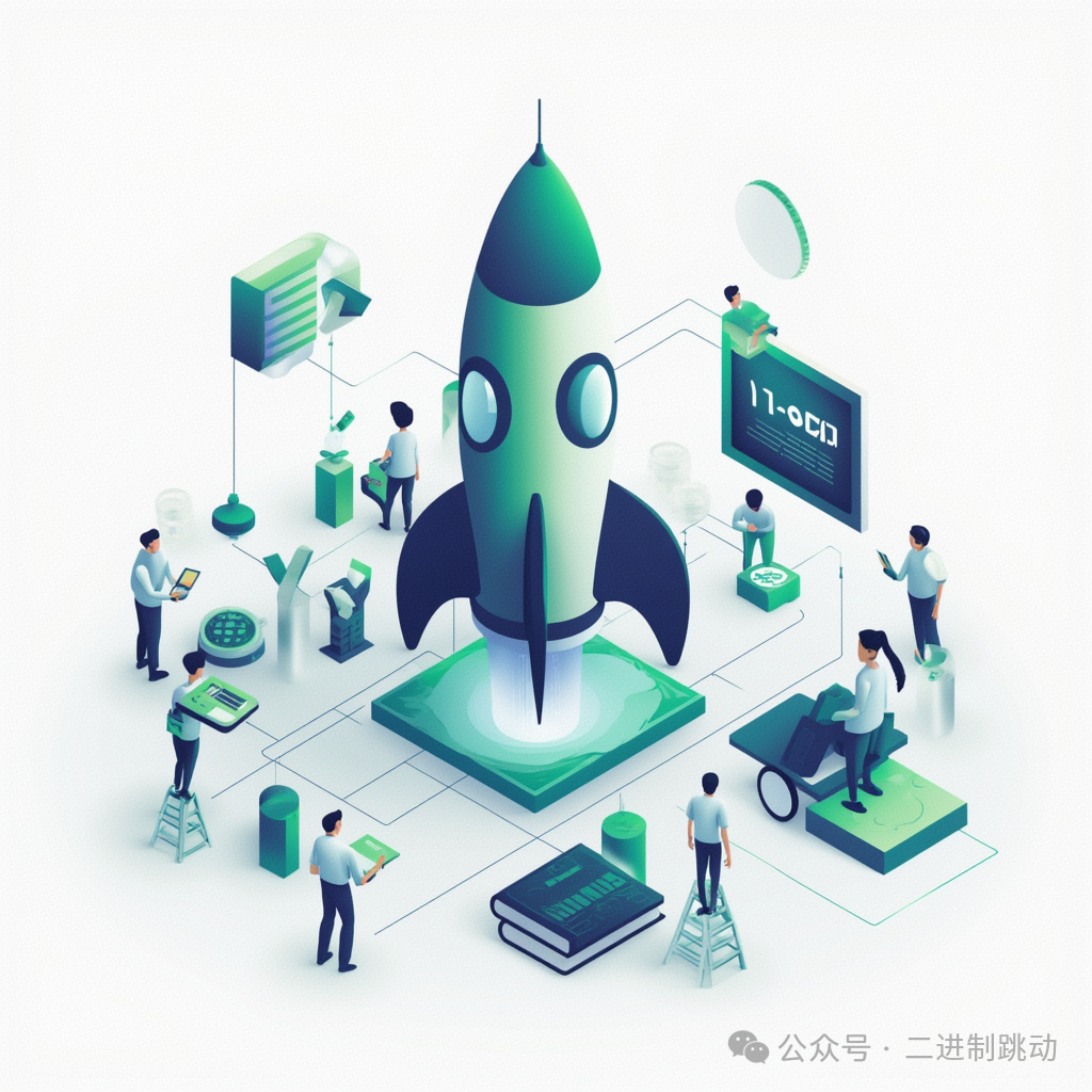 一幅描绘科技协作与创新的等轴测风格插画