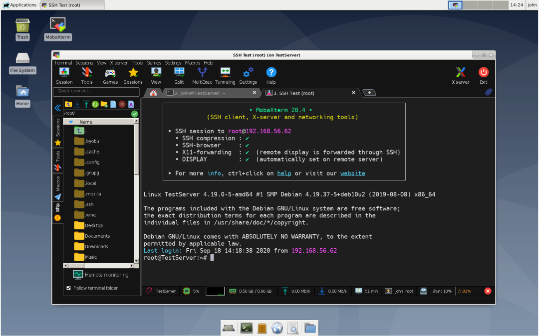 MobaXterm SSH客户端登录Linux服务器