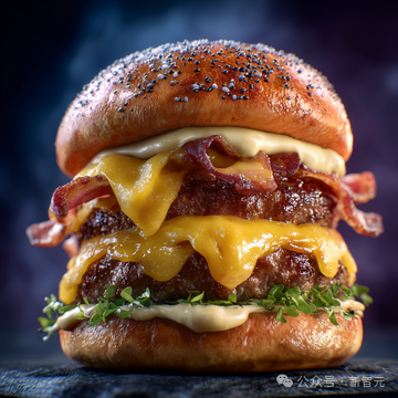 双层牛肉汉堡特写