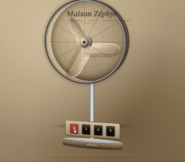 用纯CSS实现的复古电风扇交互效果图