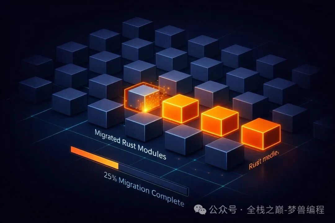 渐进式迁移C模块至Rust的示意图