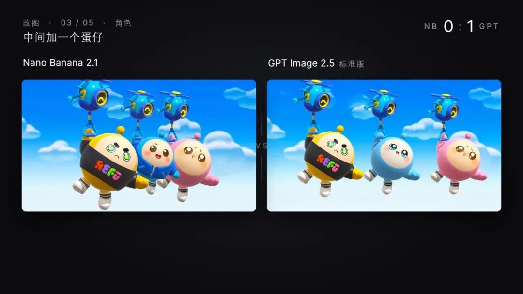 Nano Banana 2.1和GPT Image 2.5添加角色改图对比