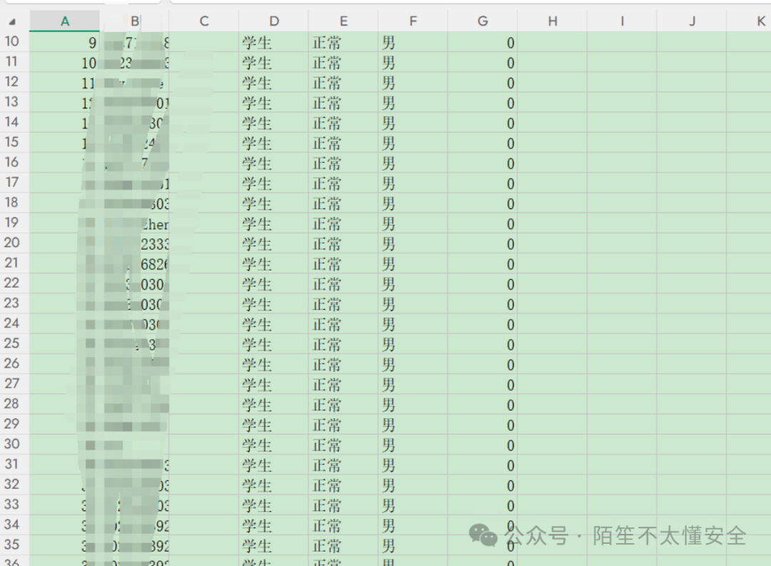 导出的100条用户数据局部