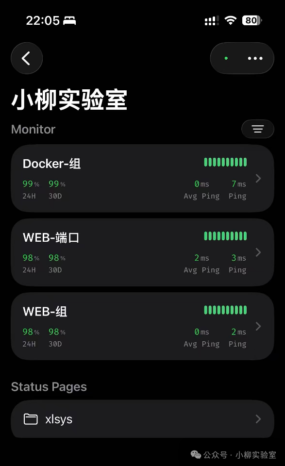 手机端监控状态页