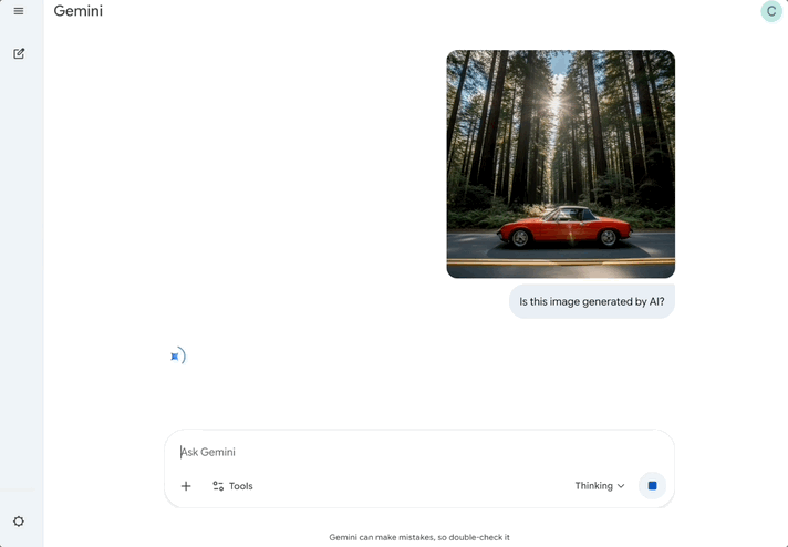 Gemini app 使用 SynthID 检测 AI 生成图像