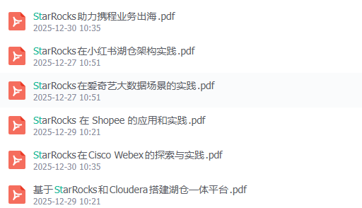 StarRocks企业实践资料列表