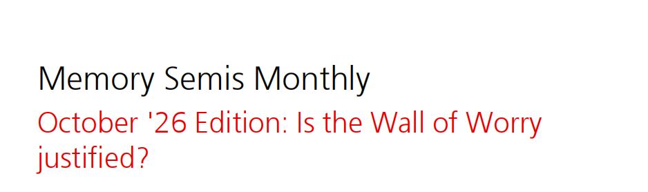 UBS Memory Semis Monthly 2026年10月版报告封面
