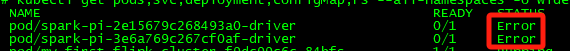 Spark driver pod 启动失败，状态为 Error