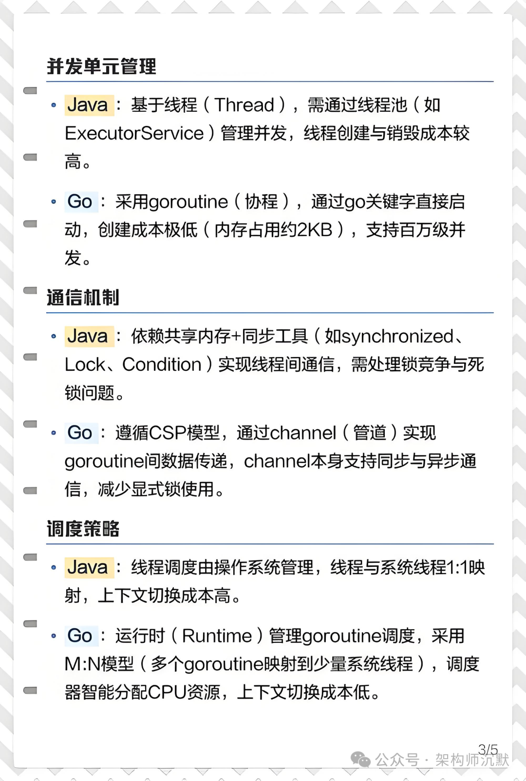 Java与Go核心差异解析图:并发单元与通信机制